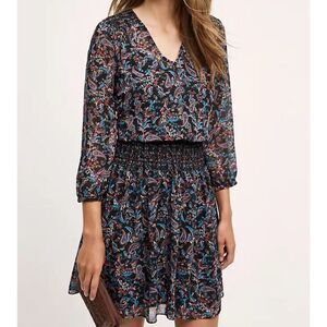 Anthropologie Vanessa Virginia Daytripper Dress Smocked Waist paisley print XL